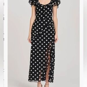 Wayf Black and White Polka Dot Maxi Dress